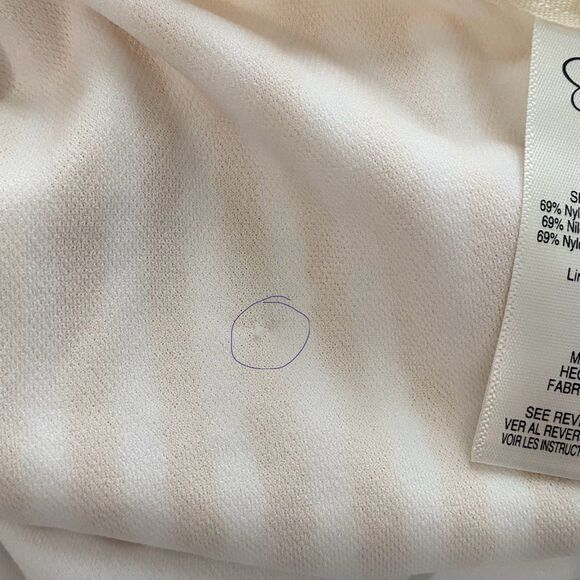 Jessica Simpson Striped Seersucker One Piece Swimsuit Mustard Yellow White Sz L - Picture 13 of 13